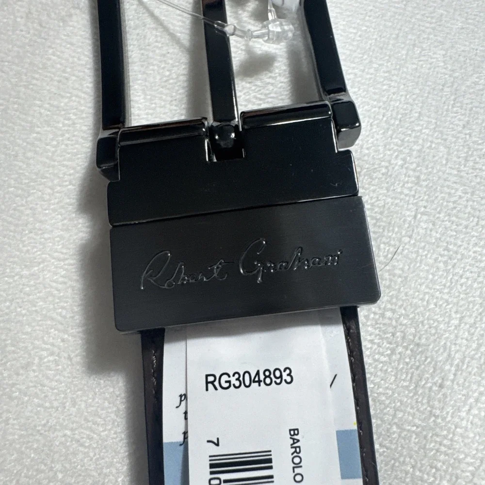 Robert Graham‎ Reversible Belt Men's 34 Brown Black Solid Barolo Leather NEW $98